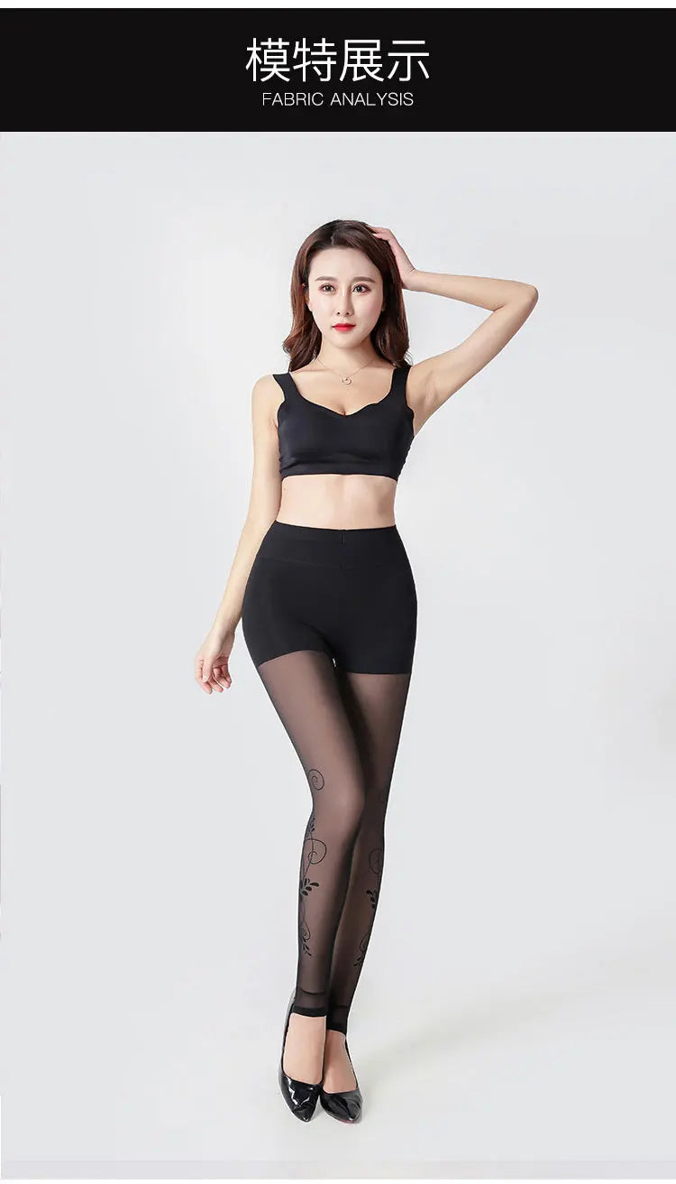 Winter Warm Leggings Sexy Slim Translucent Pantyhose Nylon Tights High Waist Elastic Wool Sock Pants Women Thermal Legging