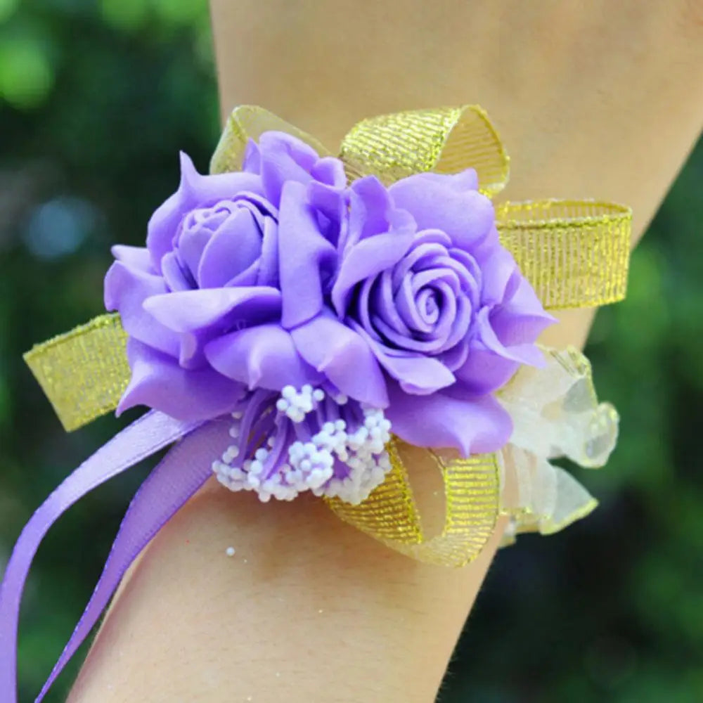 Rose Flowers Bridal Bridesmaid Wrist Corsage Wedding Party Ribbon Bracelet wedding decoration