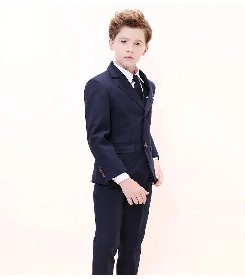 Kids Boys White Blazer Vest Pants 3PCS Set Children Baptism Wedding Prom Suit Baby Boy Elegant Dress Teenager Party Costume