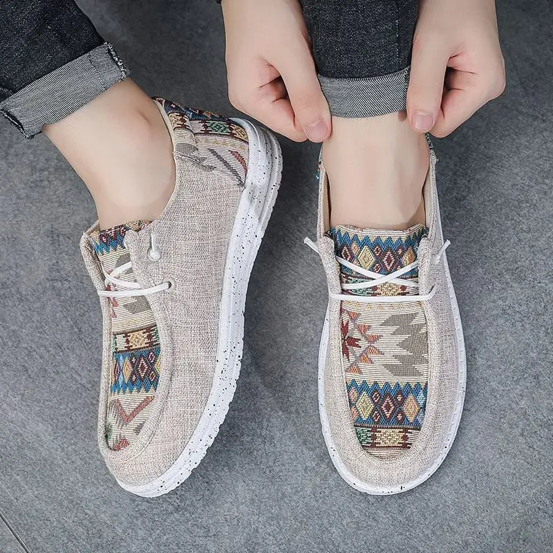 Sneakers Ethnic Style Wear to Work Men's Casual Shoes Round Toe Non Slip Male Shoe Fashion 2025 Luxury Sale Low Price Deals On