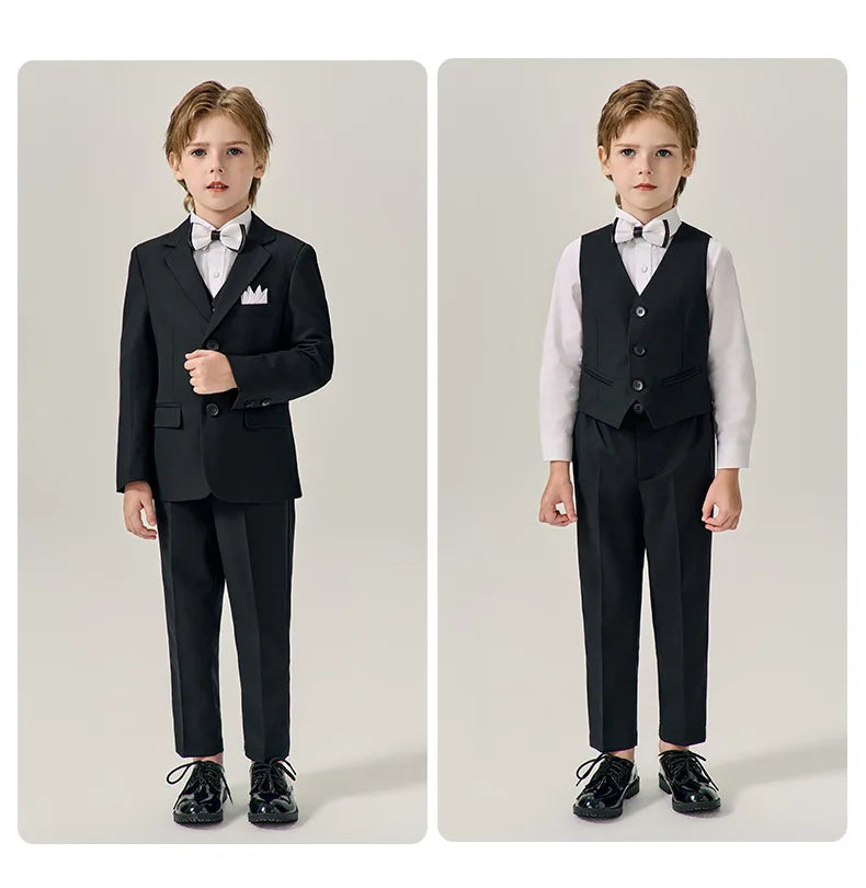 Prince Kids Green Jakcet Vest Pants Bowtie Piano Party Dress Boys Wedding Ceremony Photograph Suit Children Performance Costume