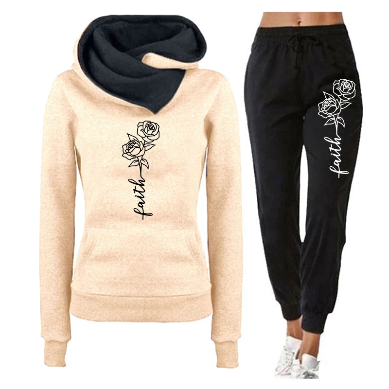 Women Tracksuit Two Piece Set Winter Warm Hoodies+Pants Pullovers Sweatshirts Female Jogging Woman Clothing Sports Suit Outfits