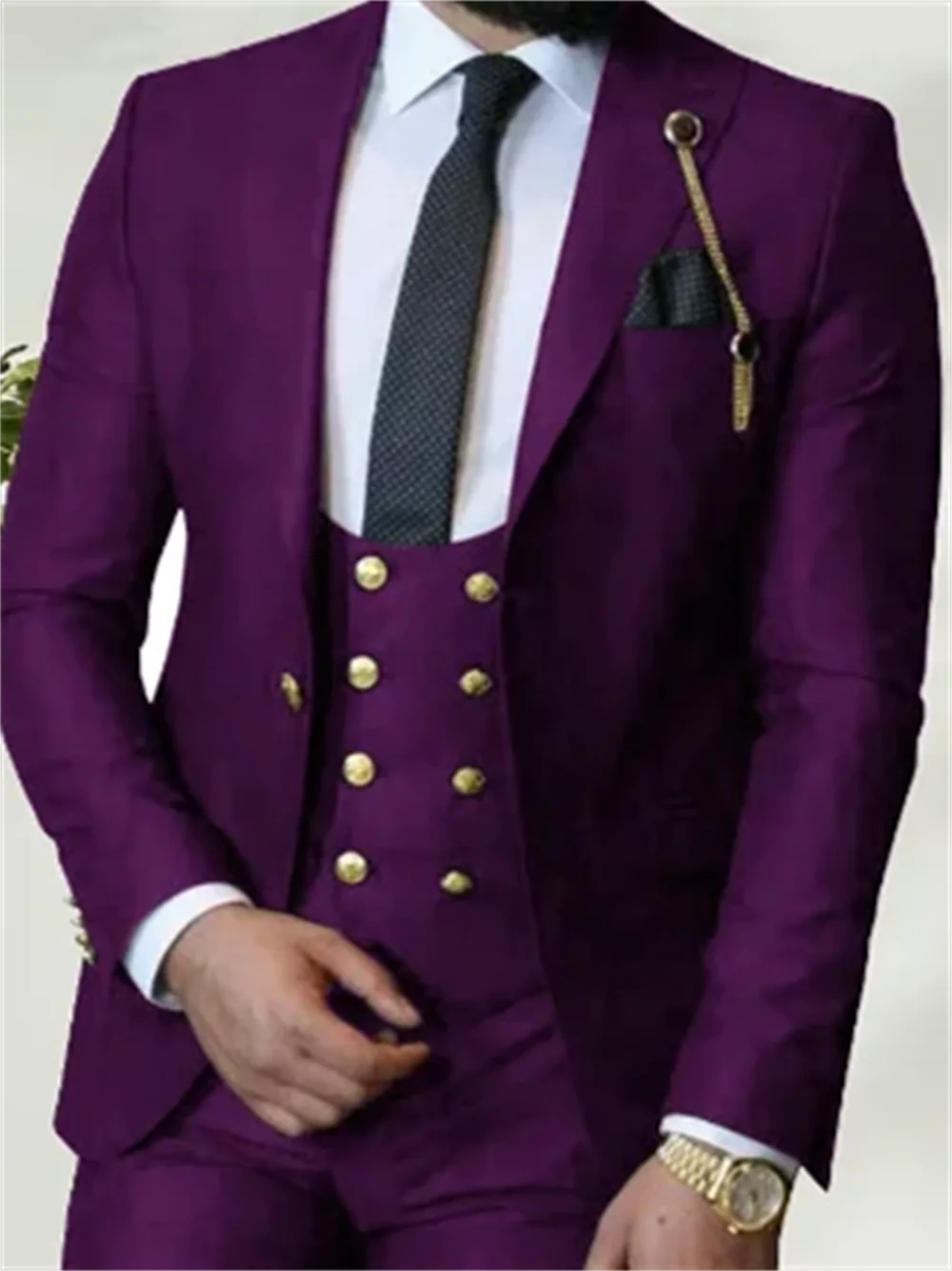 3 Pieces Costume Homme Italian Business Slim Fit Royal Blue Men's Suits Groom Prom Tuxedos Groomsmen Blazer for Wedding