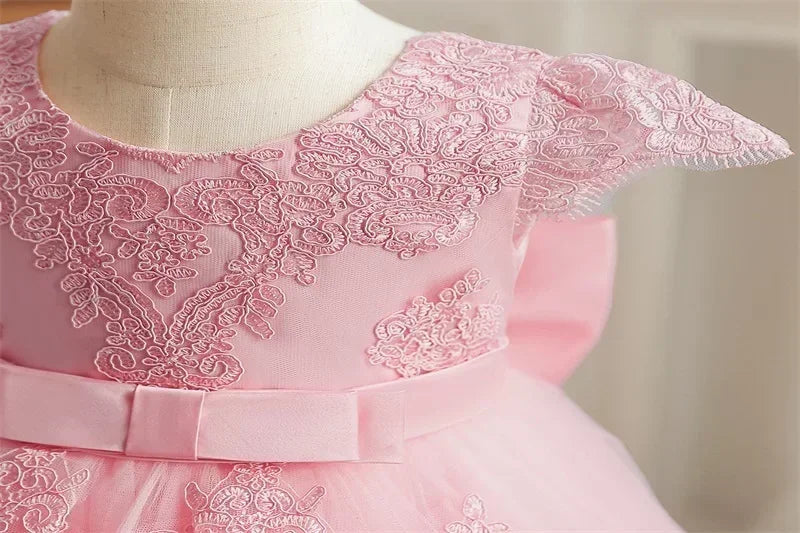 Baby Girls 1st Birthday Pink Princess Dress for Luxury Embroidery Costumes Kids Baptism Party Beading Clothes Toddler Dresses