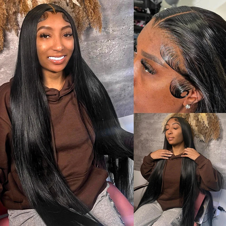 200% 13x4 Bone Straight Lace Front Wigs Human Hair Brazilian Remy Transparent 13x6 HD Lace Frontal Wig 26 28 30 Inch Closure Wig