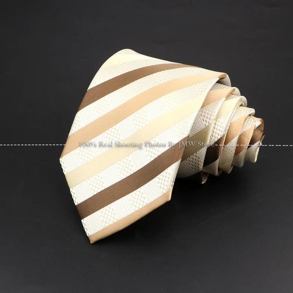 New Design Wedding Men Tie Brown Solid Striped Paisley Flower Neckties Men Business Dropshipping Groom Collar Accessories Gift