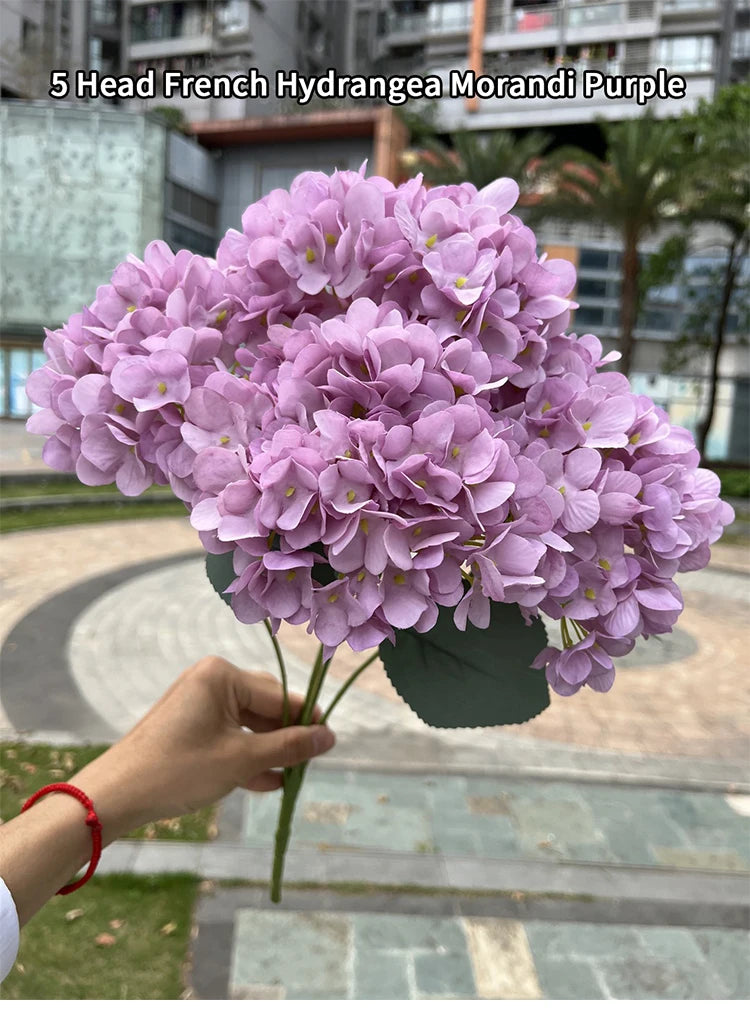 5 Heads Hydrangea Bouquet Silk Artificial Flowers for Party Wedding Living Room Decoration Accessories Home Decor Fake Flowers
