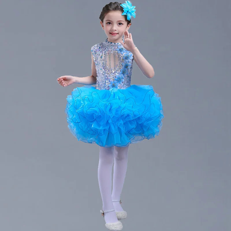 Summer Stage Princess Girls Casual Dresses Sequin Tutu Children Costume Robe Fille Party Baby Clothing Dance Kids Dress Vestidos
