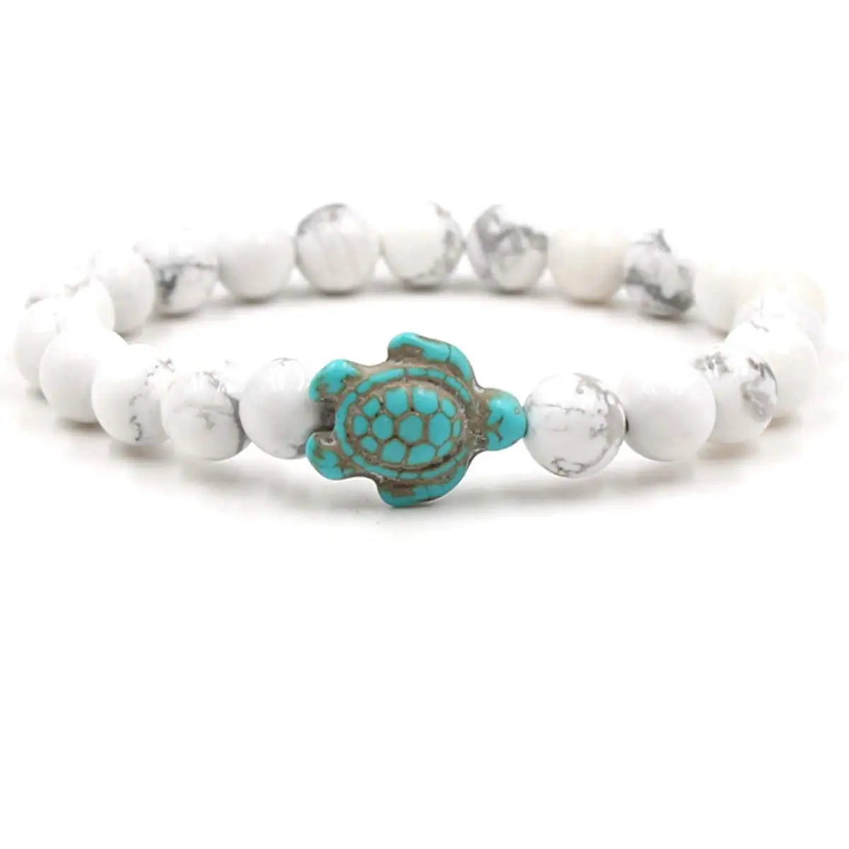 Turquoise Turtle Beads Bracelets for Women Men Tiger Eye Lava Rock Natural Stone Elastic Stretch Bracelet Beach Jewelry