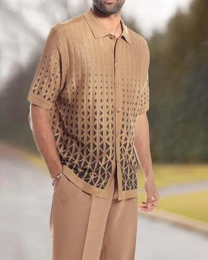 2025 Trend Print Men's Tops+Trousers Sets Spring Summer New Party Sport Casual Suits Shirts Pants 2-Piece Fashion Men's Clothing