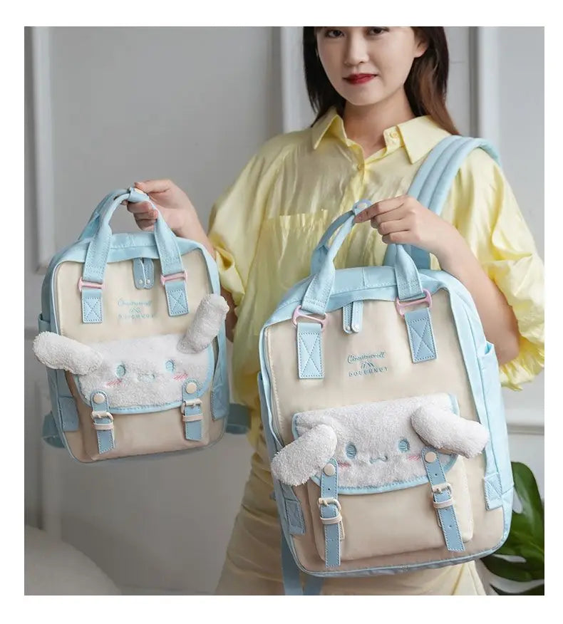 Sanrio Kawaii Girls School Bag Women Large Capacity Campus Backpacks Cute Cinnamoroll Kuromi Travel Camping Backpack Gift
