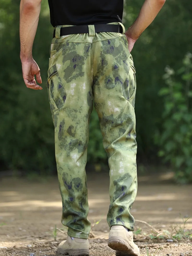 Men's Winter Pants Water Resistant Fleece Lined Snowboard Softshell Tactical Pants with Multi-Pockets Outdoor Work Pants