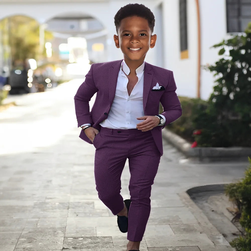 Summer Linen Boys Suit 2 Piece Set Peak Lapel Jacket Pants Wedding Tuxedo Kids High Quality Custom Outfit
