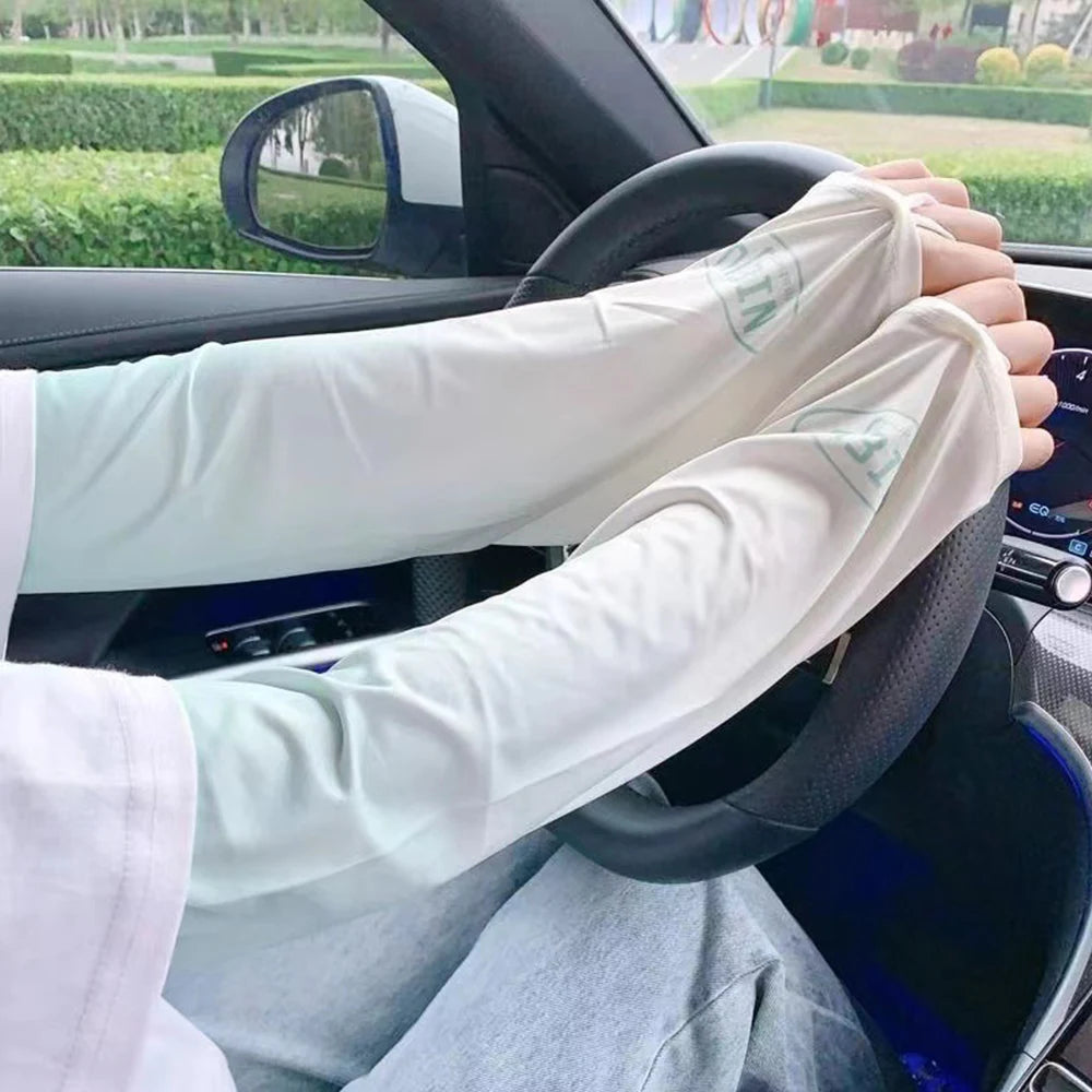 Summer Girl Gradient Ice Silk Sleeve Cycling Running Fishing UV Sun Protection Ice Fabric Arm Sleeves Quick Dry Breathable Cuffs