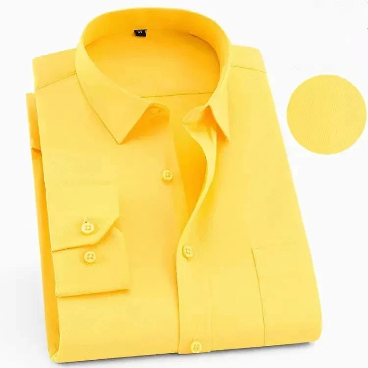 New Men's White Business Shirt Autumn Long Sleeve Leisure Plus Size Big 11XL 10XL 9XL Patchwork Black Yellow Social Dress Shirts