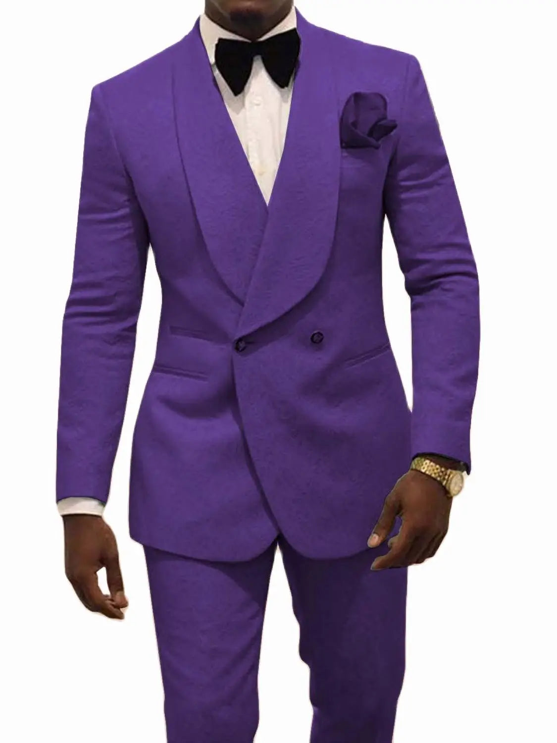 Custom Pour Hommes Made Groomsmen White Pattern Groom Tuxedos Shawl Lapel Suits 2PCS Wedding ( Jacket+Pants )Costume Homme
