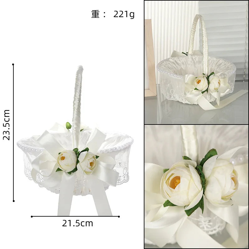 Wedding Decoration Bridesmaid Carrying Basket Wedding Flower Child Scattering Flower Basket Petal Blue Baby Shower Decorations