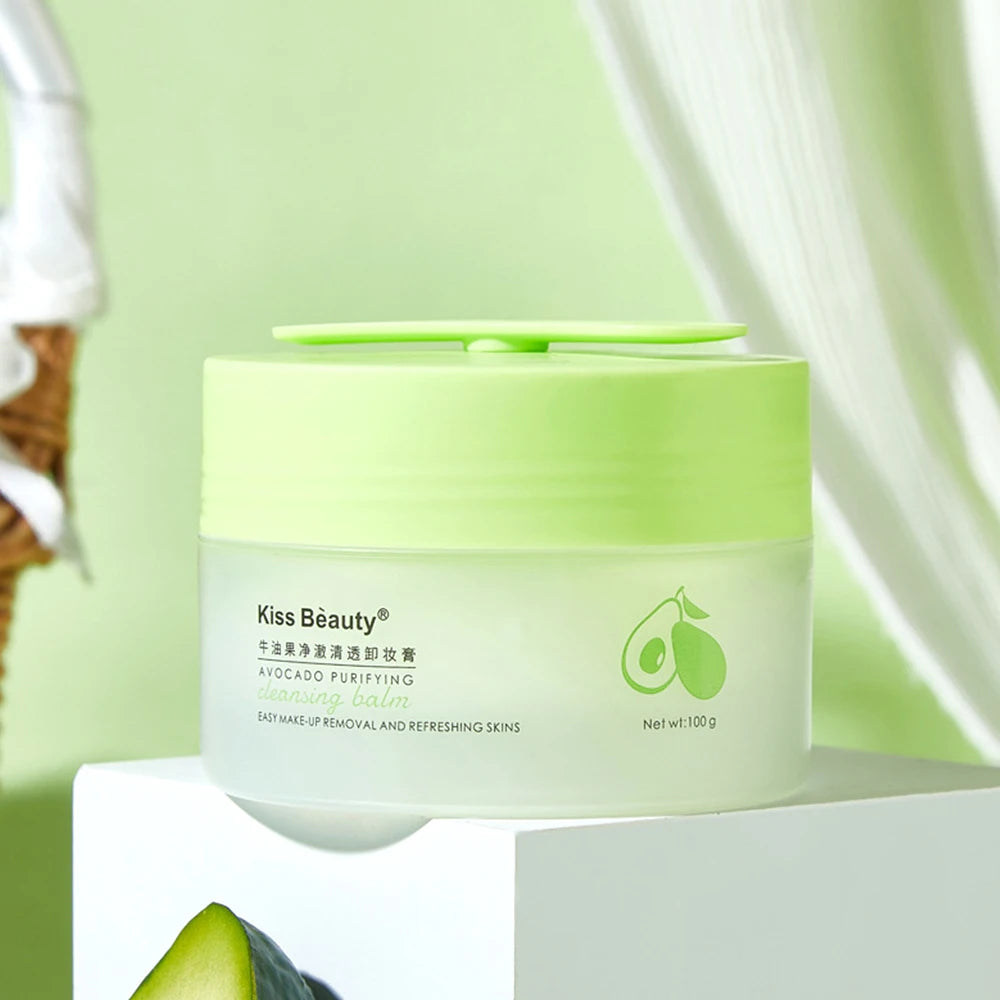 Kiss Beauty Avocado Cleansing Cream - 3-in-1 Eye, Lip, and Face Cleanser, Gentle and Thorough,Take off all your makeup