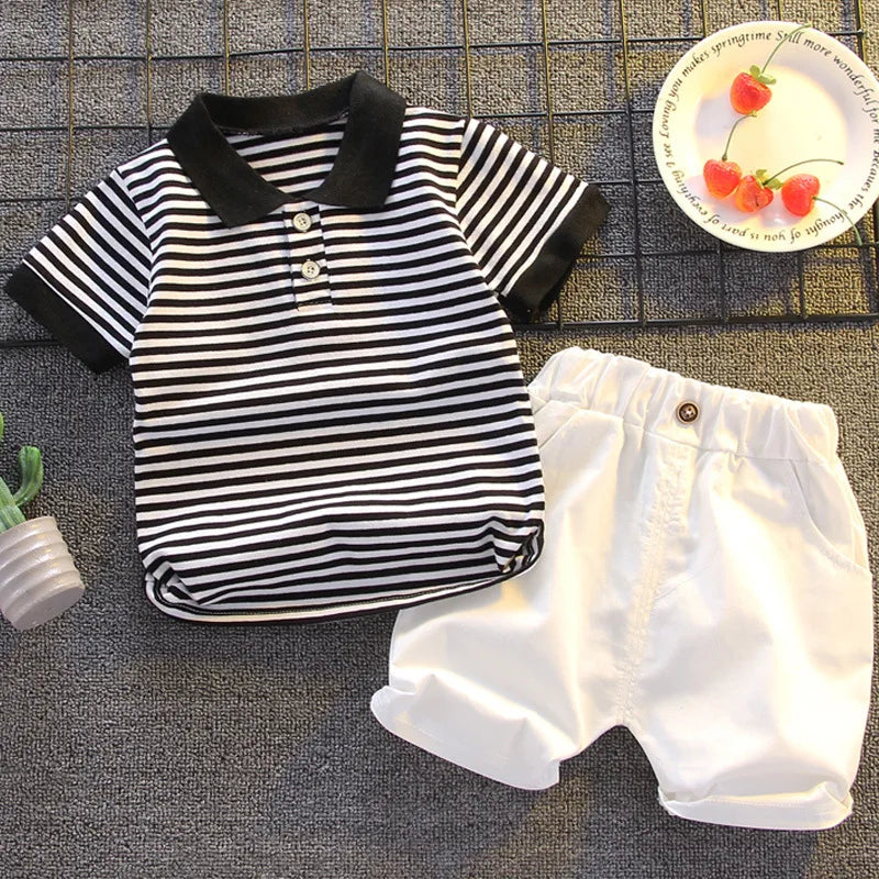 IENENS Summer Solid Color Clothes Sets Short Sleeves Tops + Shorts Baby Toddler Clothing Suits 1 2 3 4 Years Kids Outfits