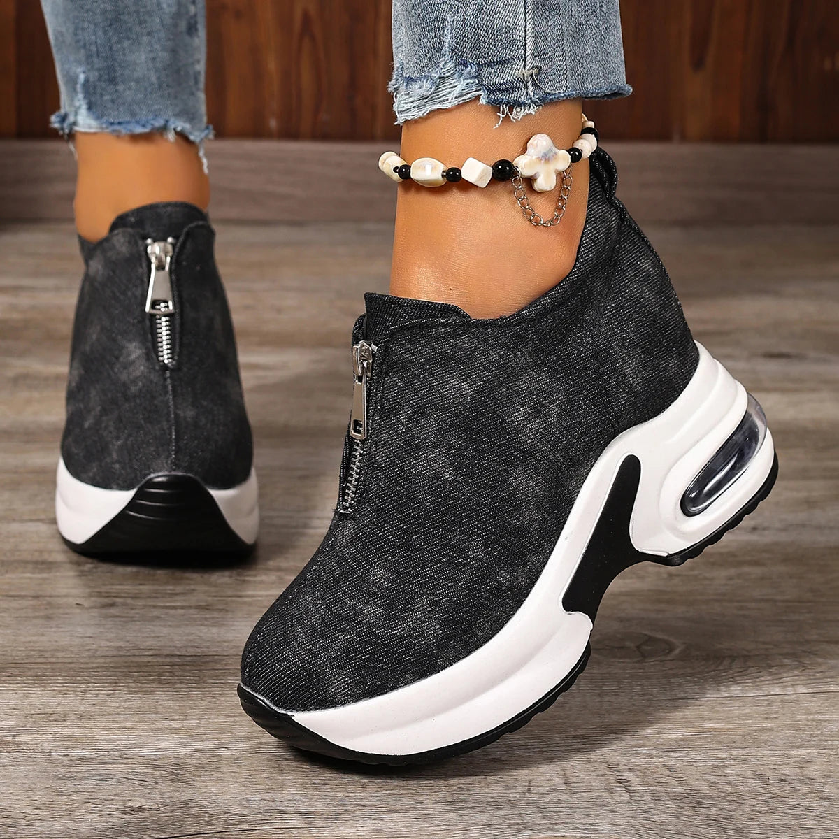 New 2025 Women Sneakers Anti-slip Platform Wedge Sneakers Women Slip on Casual Lady Vulcanized Shoes Women Zapatos De Mujer