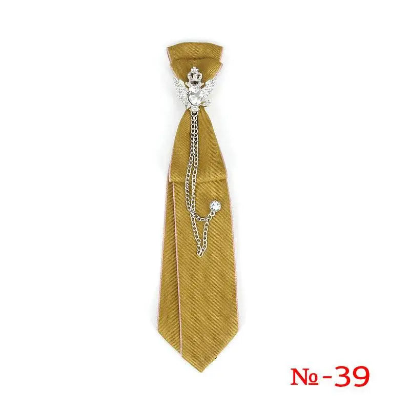 Retro Fabric Ribbon Rhinestone Black Bow Tie Collar Bowkont Cravat School Girl Boys Gifts for Women Clothing Jewelry Accessories