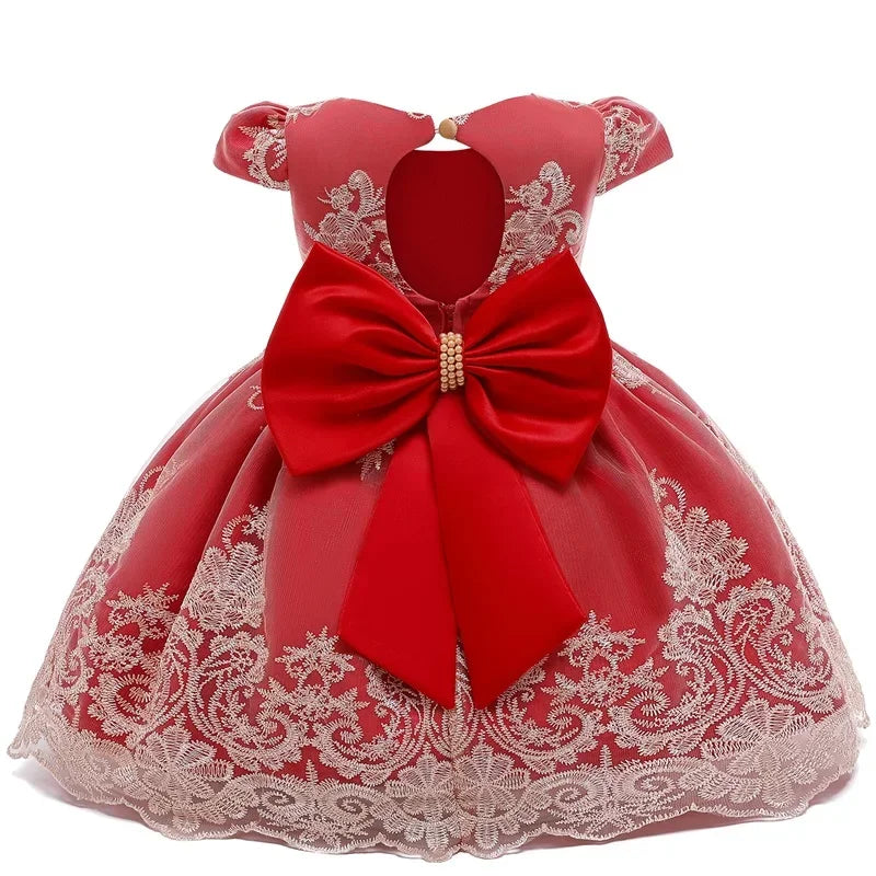 Cute Baby Girls Dress for Party Flower Lace Vintage Girl Dresses for 1-5Yrs Baby Clothes Holiday Kids Snow White Princess Dress