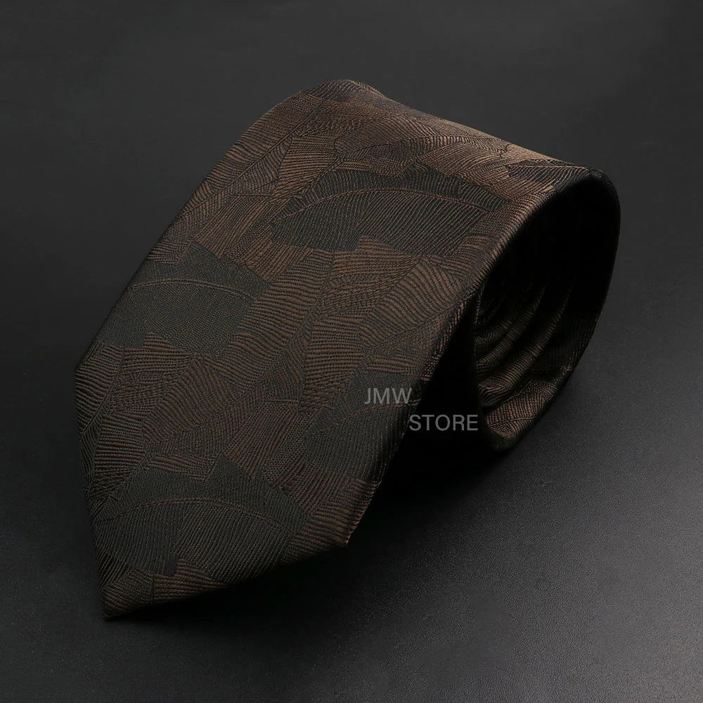 New Design Wedding Men Tie Brown Solid Striped Paisley Flower Neckties Men Business Dropshipping Groom Collar Accessories Gift