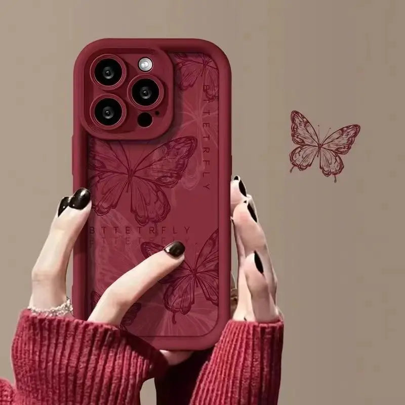 Purple Butterfly Silicone Couple Phone Case For Xiaomi Redmi 9A 9C 10 10C 12 12C K30 K40 K50 Note 10 11 12 13 Pro 5G Cover