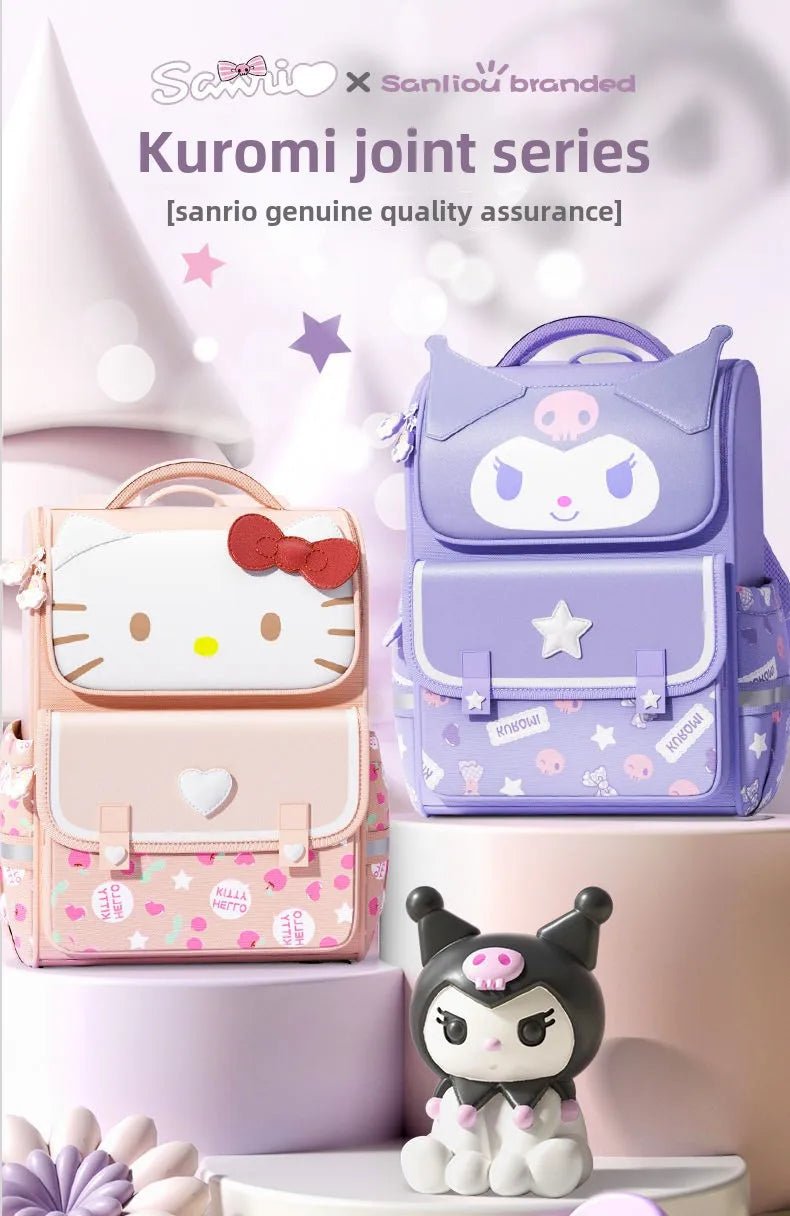 Cute Sanrio cartoon My Melody Kuromi Hello Kitty backpack Student large capacity spine protection and burden reduction backpack