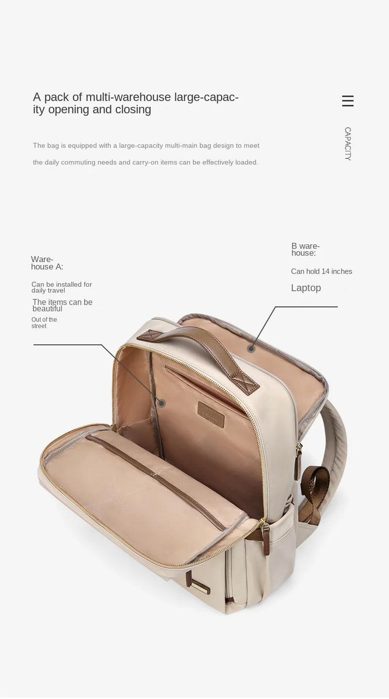 GOLF Laptop Backpack Women Elegant 14 inch Notebook Bags Waterproof Backpacks Woman Work Back Pack Casual Multi Pockets Bagpack
