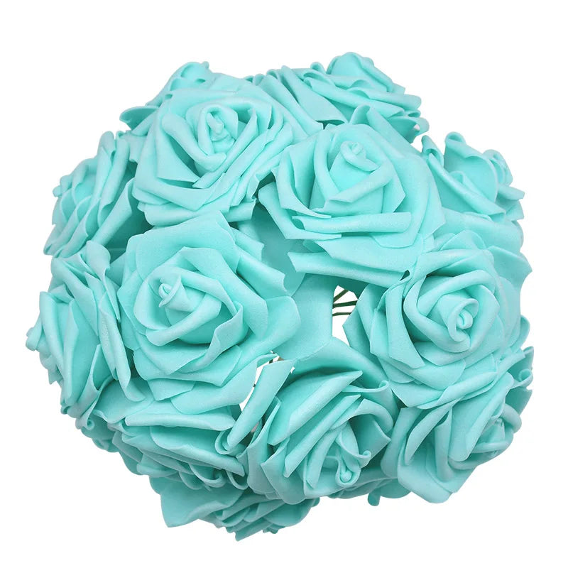 24Pcs/lot Artificial Rose Bouquet Decorative Foam Rose Flowers Bride Bouquets for Wedding Home Party Decoration Wedding Supplies
