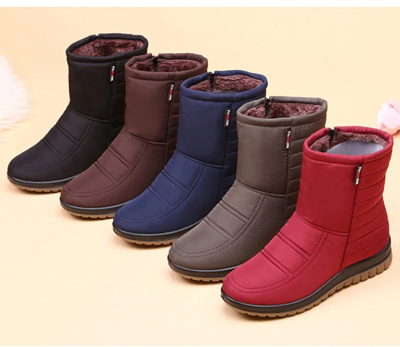 Waterproof Snow Boots Women Winter Shoes Non-slip Cold Winter Women Ankle Boots Non-slip Ladies Cotton Shoes Big Size 42 DX036