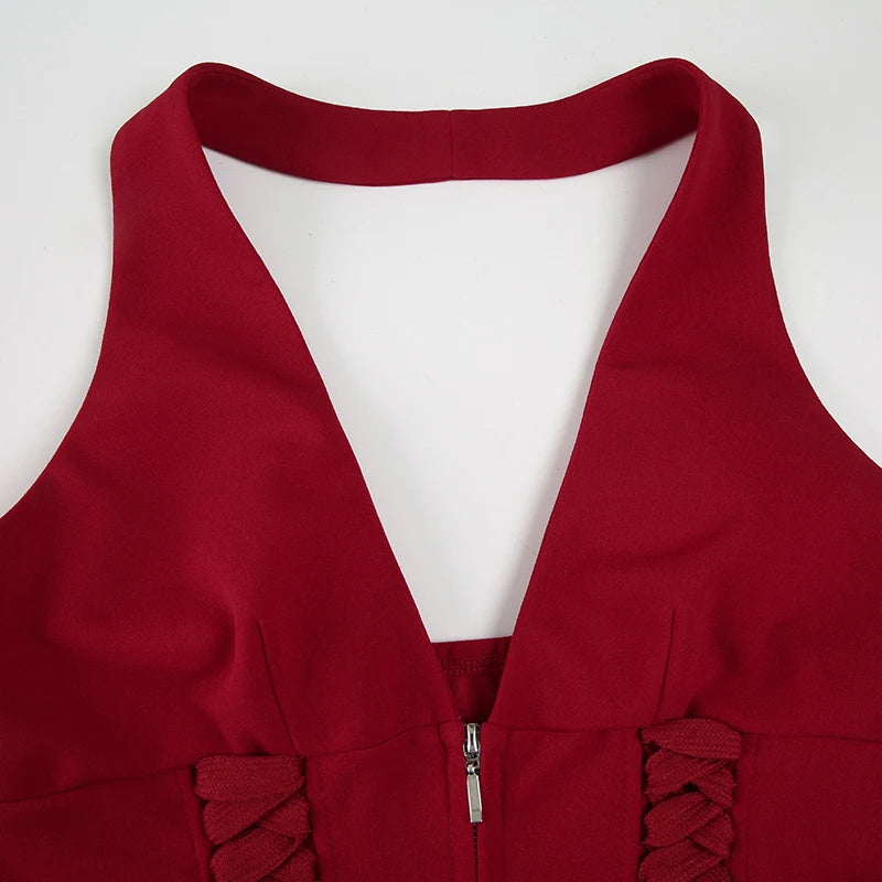 Fashion Solid V-Neck Bandage Zipper Women Tank Trendy Chic Design Sexy Slim Hotsweet Summer New Blouses