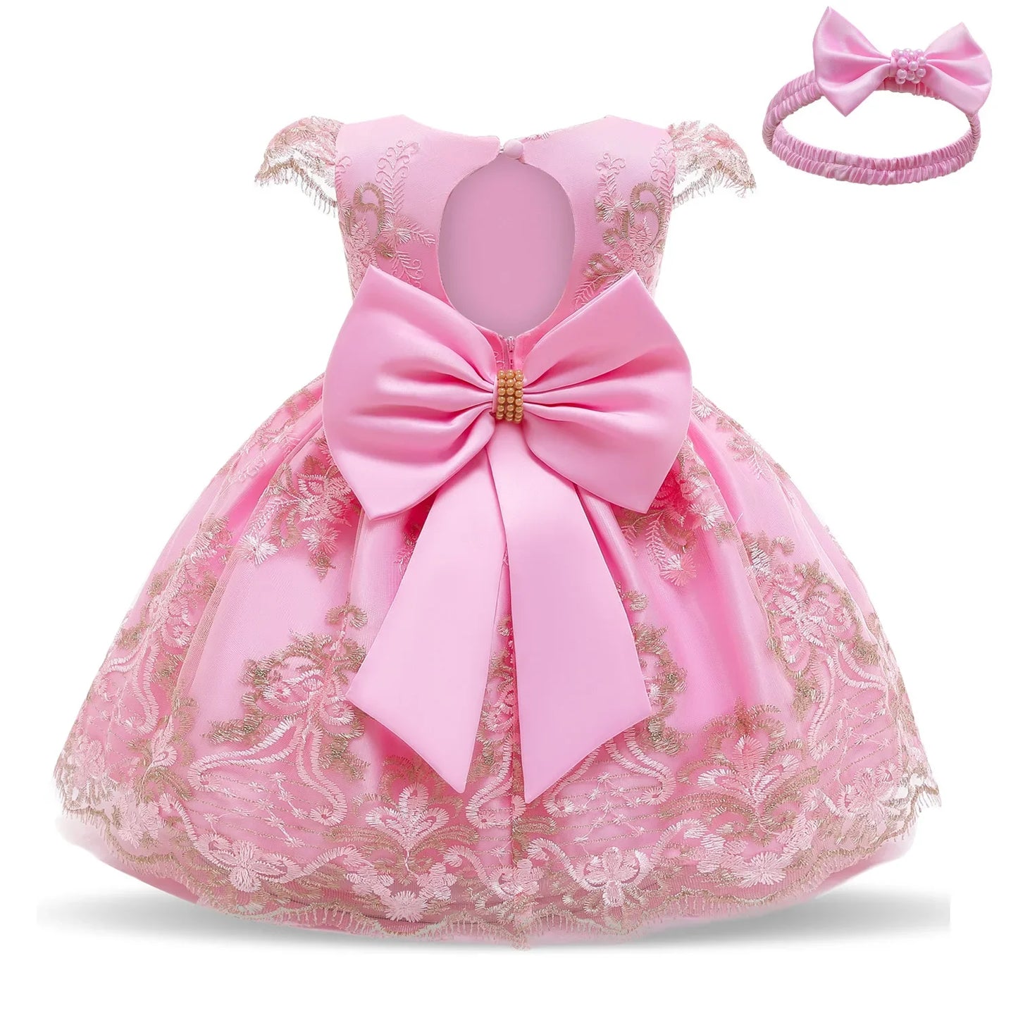 Cute Baby Girls Dress for Party Flower Lace Vintage Girl Dresses for 1-5Yrs Baby Clothes Holiday Kids Snow White Princess Dress