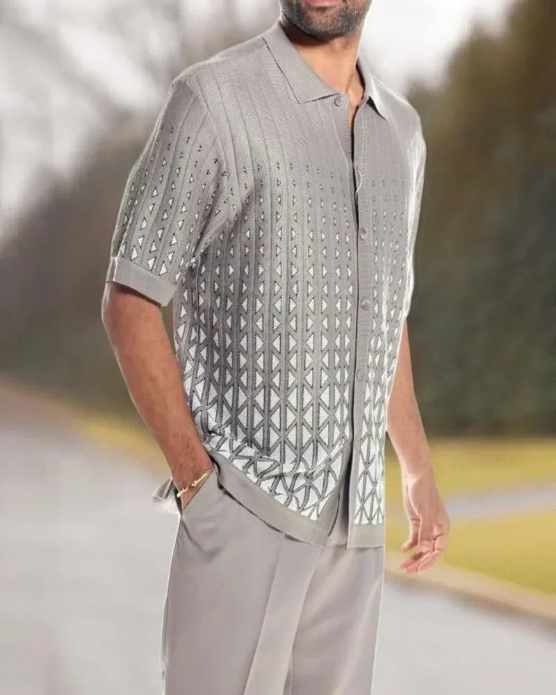2025 Trend Print Men's Tops+Trousers Sets Spring Summer New Party Sport Casual Suits Shirts Pants 2-Piece Fashion Men's Clothing