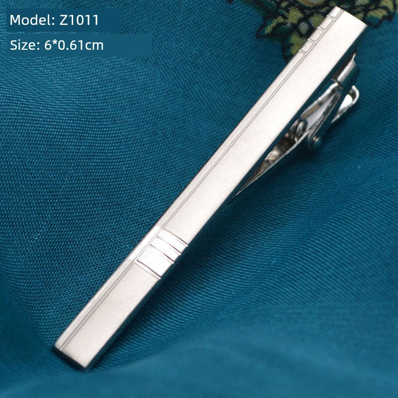 Tie Clip Male Minimalist Silver Fashion Formal Wear All-Match Tie Clip Sub Neckline Clip Laser Sculpture Laser Company Logo