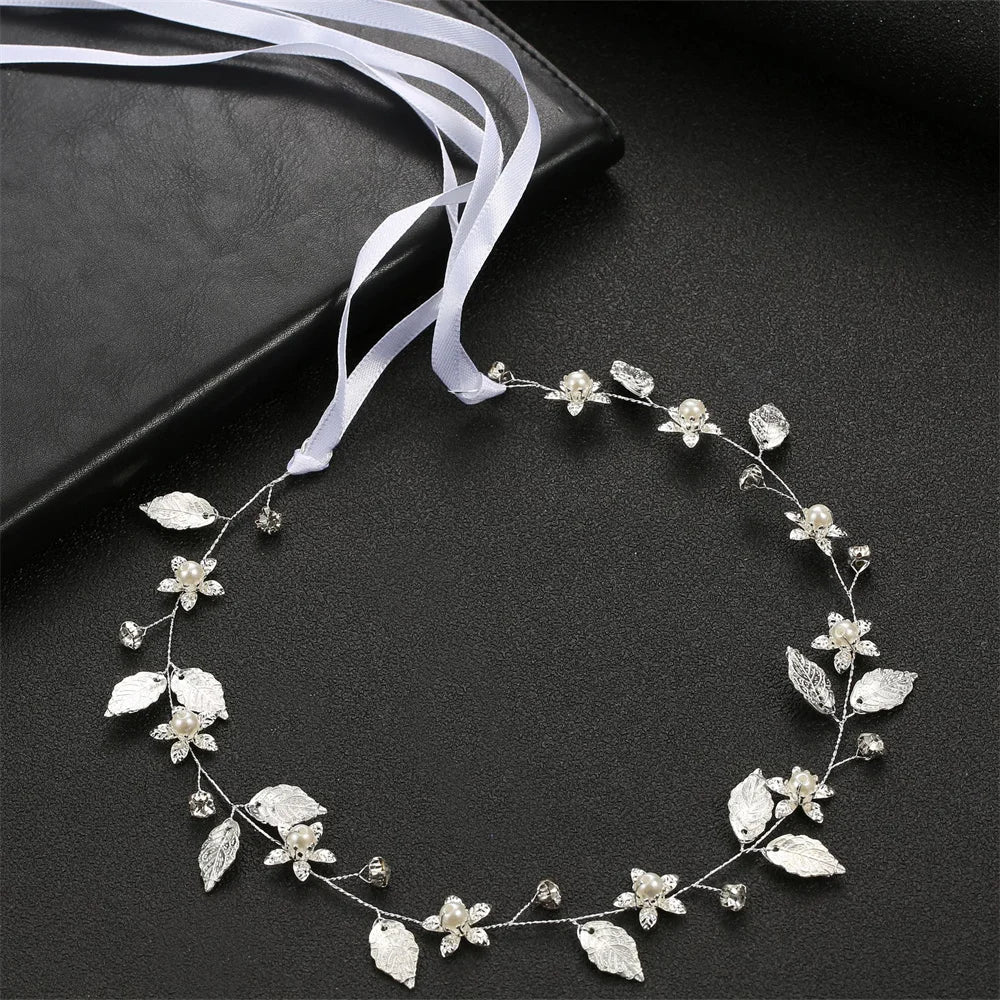 Bridal Wedding Headbands Handmade Bride Tiaras Shiny Rhinestone Flower Hairband Bridal Headpeice Hair Accessories For Women Girl