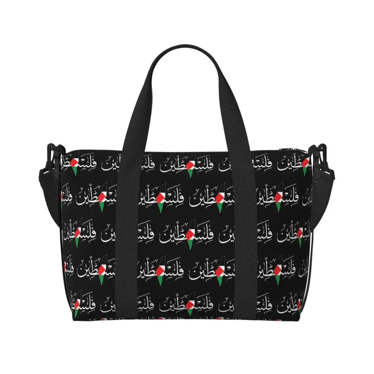 Custom Arabic Calligraphy Name With Palestinians Flag Hand Grocery Tote Shopping Bag Women Large Capacity Beach Gym Travel Bags