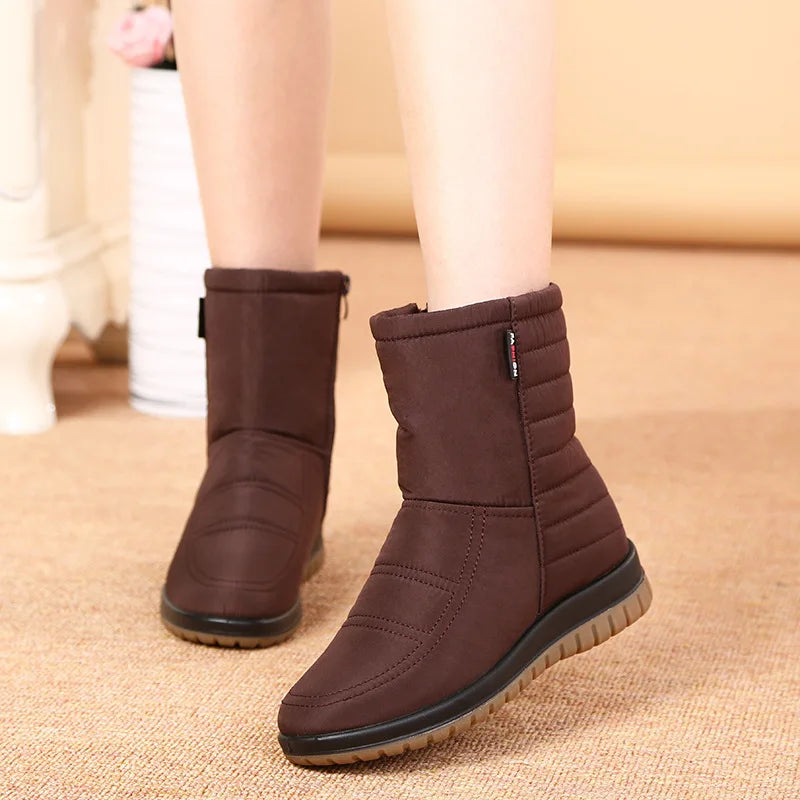 Waterproof Snow Boots Women Winter Shoes Non-slip Cold Winter Women Ankle Boots Non-slip Ladies Cotton Shoes Big Size 42 DX036