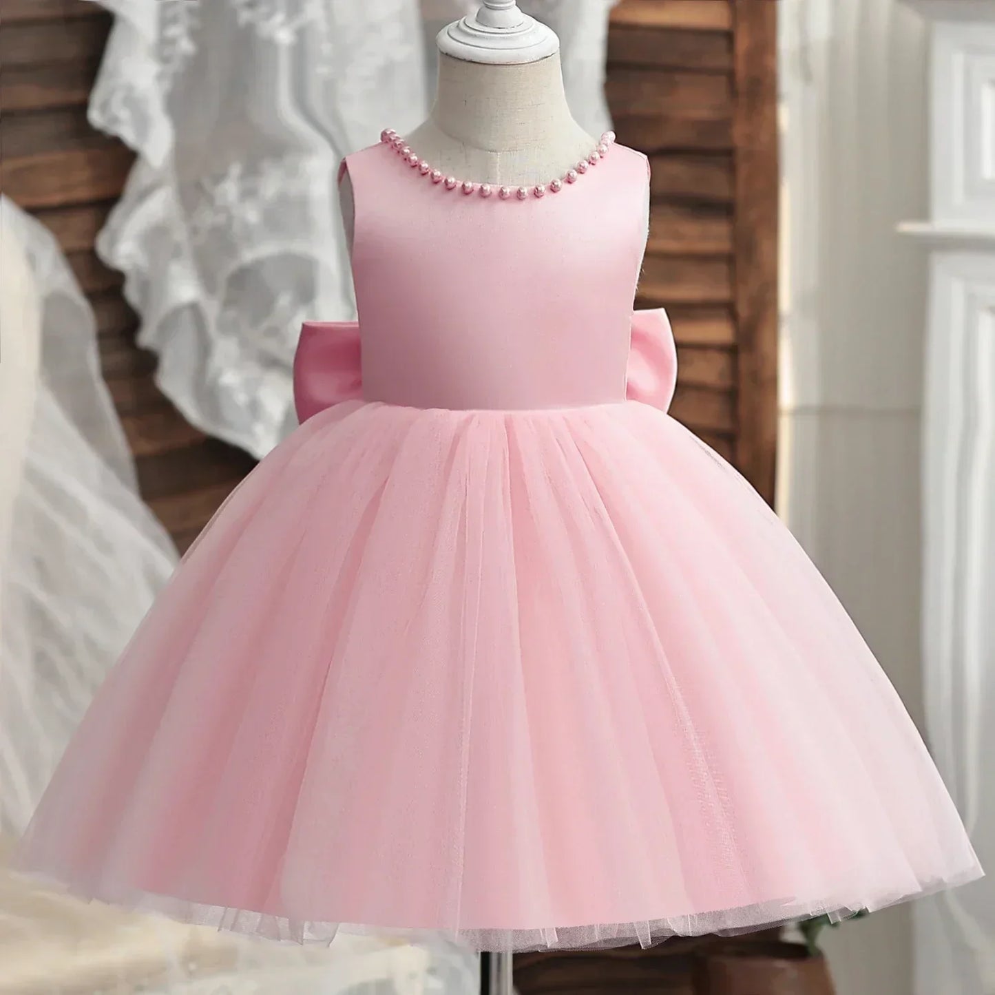Baby Girls 1st Birthday Pink Princess Dress for Luxury Embroidery Costumes Kids Baptism Party Beading Clothes Toddler Dresses