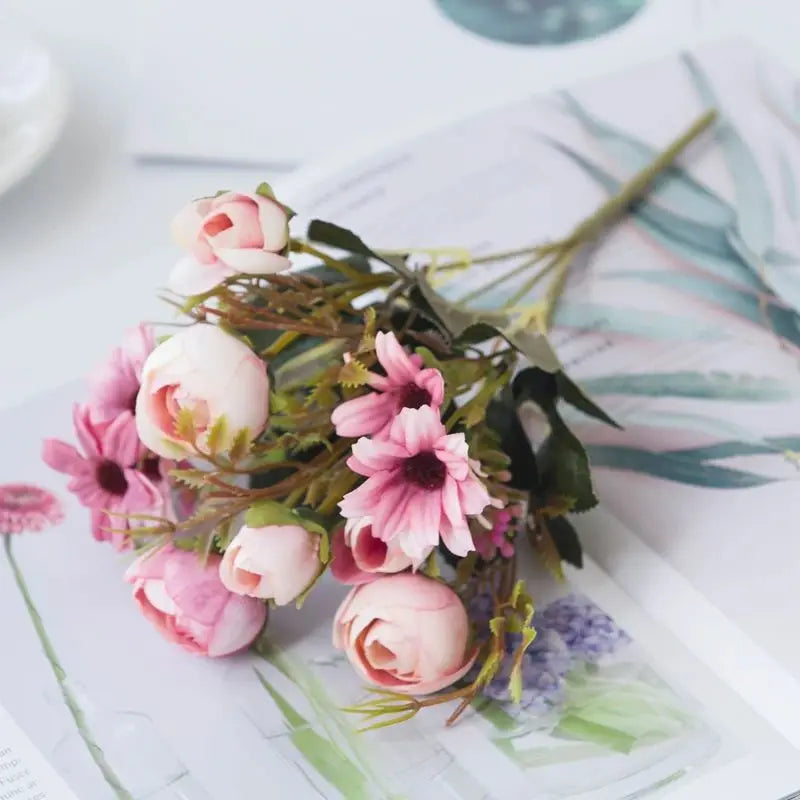 Fake Silk Peony Vases for Home Decor Christmas Garland Wedding Party Living Room Bouquet Decoration Accessory Artificial Flowers