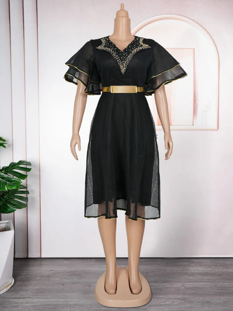 African Dresses Plus Size Elegant Dress Africa Clothes Dashiki Ankara Turkey Outfit Wedding Soiree Party for Women Summer Season
