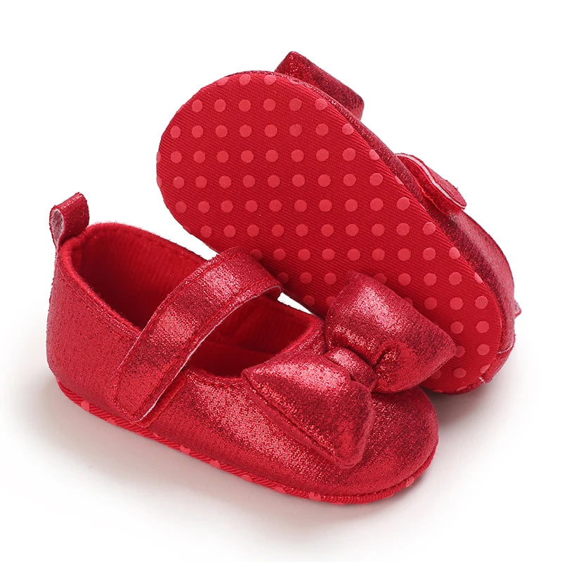 Newborn Toddler Baby Shoes Girl Baby Crib Shoes Princess Flower Bow Baby Cotton Sole First Walker Sneakers 0-18 Months