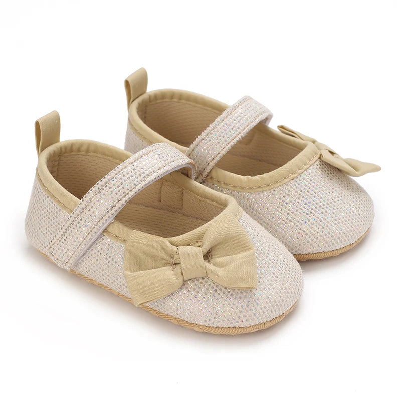 Newborn Toddler Baby Shoes Girl Baby Crib Shoes Princess Flower Bow Baby Cotton Sole First Walker Sneakers 0-18 Months