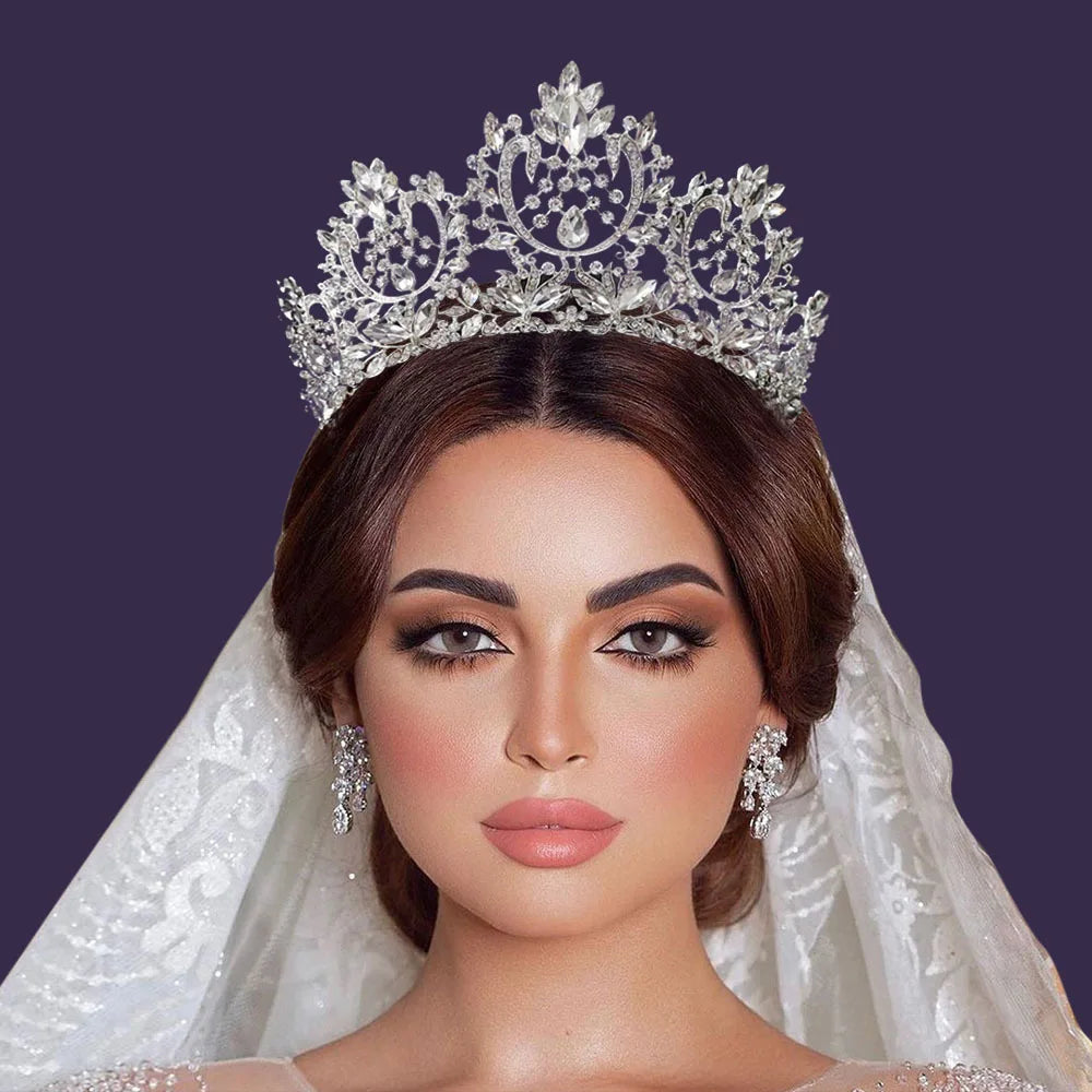 Baroque Luxury Crystal Rhinestone Tiaras and Crowns For Women Bride Vintage Prom Diadem Bridal Wedding Hair Accessories Jewelry