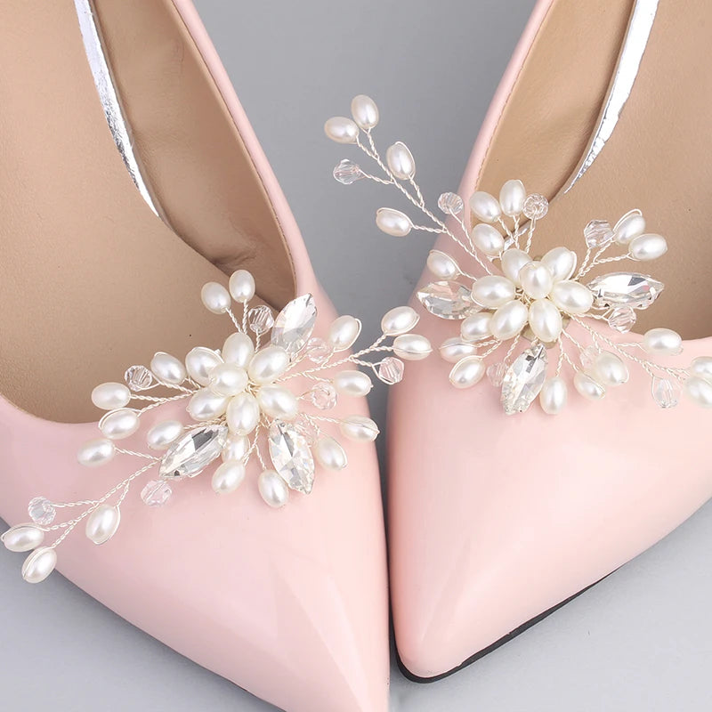 Newest Shinning Rhinestone Shoes Clip Metal Wedding Accessories Crystal Pearl Luxury Shoe Buckle Decorations Gift For Women