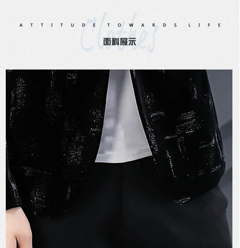 Fashion Handsome Slim Fit Corduroy Suit for Men High Quality Young Boutique Style Single Breasted West Coat M-5XL