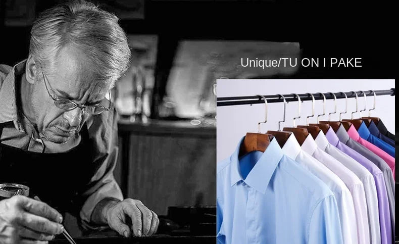 Spring Autumn Men's French Cufflinks Business Dress Shirt Sleeve Pin Solid Color Non-iron Shirts Slim Fit Party Men's Wear