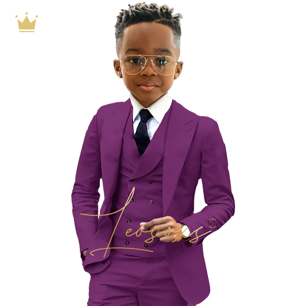 Boys formal suit 3 piece suit (jacket, green collar vest + trousers) custom wedding birthday queue celebration suit