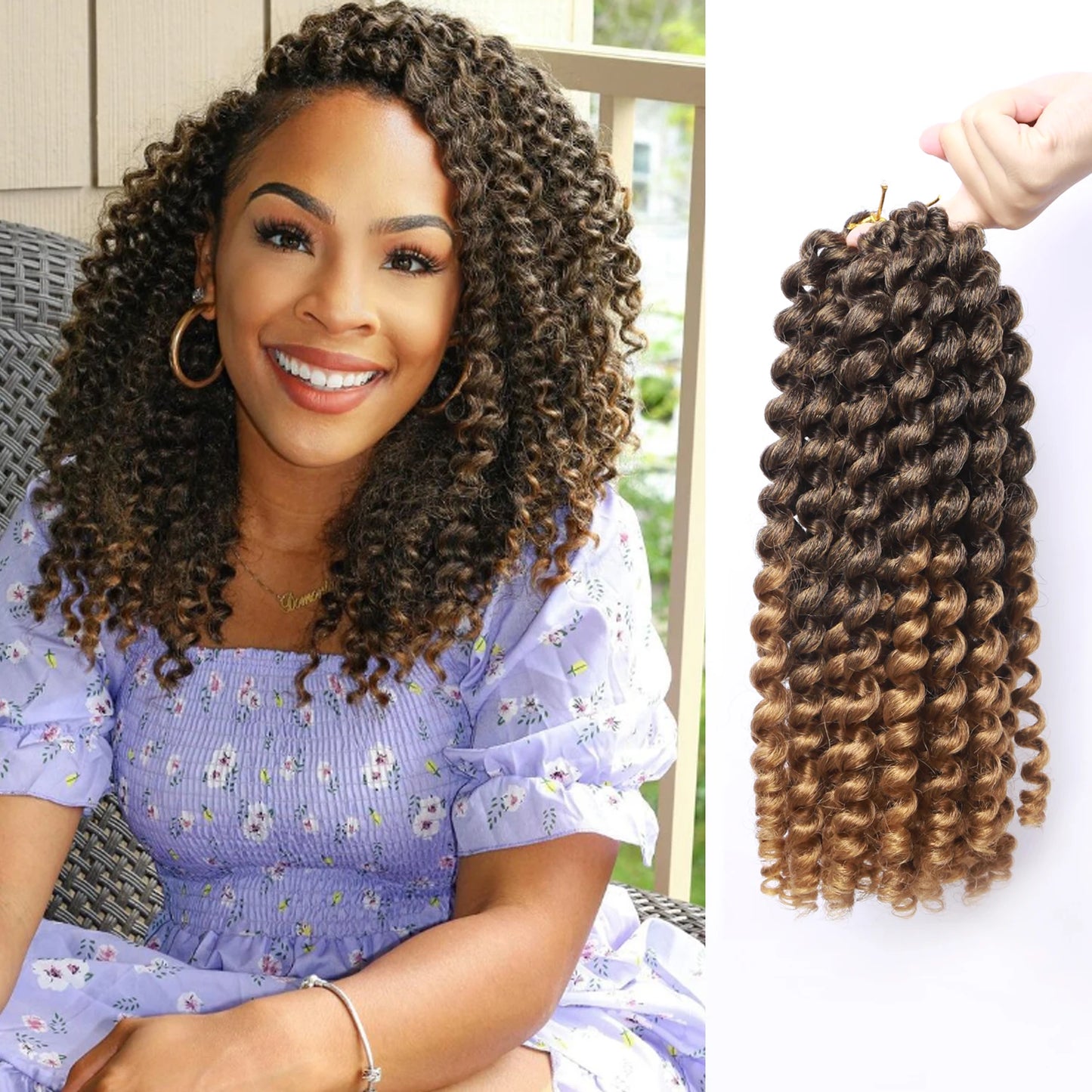 Synthetic Ombre Jumpy Wand Curl Crochet Braids Jamaican Bounce For Africa Braiding Hair Extensions Pre-Twisted For Black Women